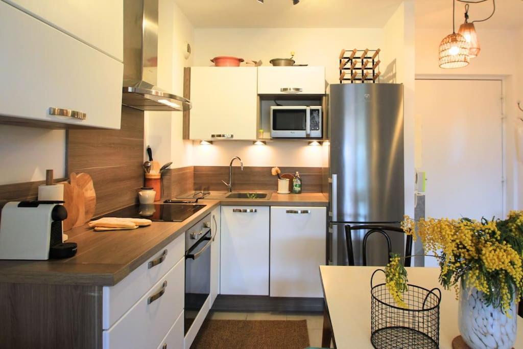 Cosy Appartement Entre Vignes Et Garrigue Avec Piscine Peret ภายนอก รูปภาพ